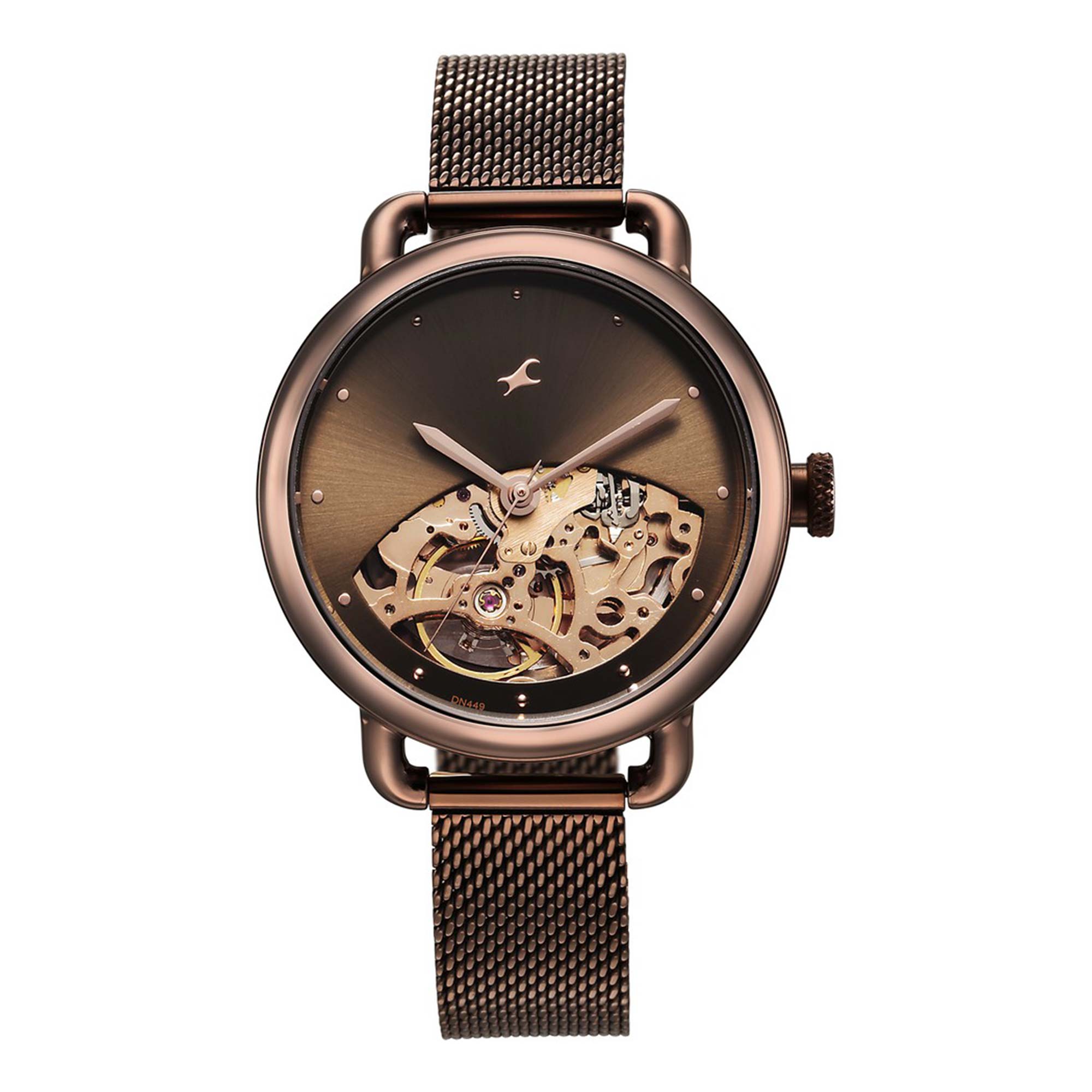 Fastrack Automatics Brown Dial Stainless Steel Strap Watch for Girls