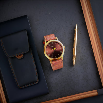 Đồng hồ Nam TITAN Utsav dây da mặt màu nâu - 77108YL02