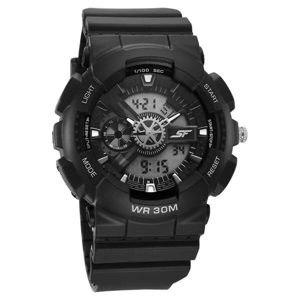 SF Sleek All-Black Chronograph Men's Watch - Modern Minimalist Design for the Professional 77137PP04