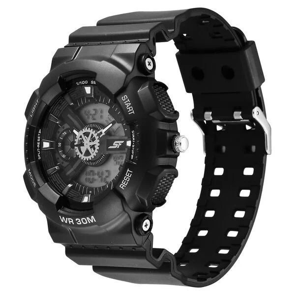 SF Sleek All-Black Chronograph Men's Watch - Modern Minimalist Design for the Professional 77137PP04