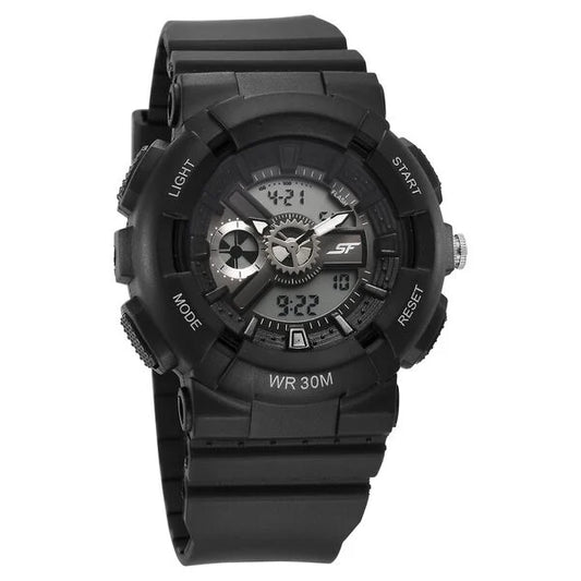 SF Unisex Classic Black Watch with Silver Accents - Timeless Elegance for Every Occasion 87057PP05
