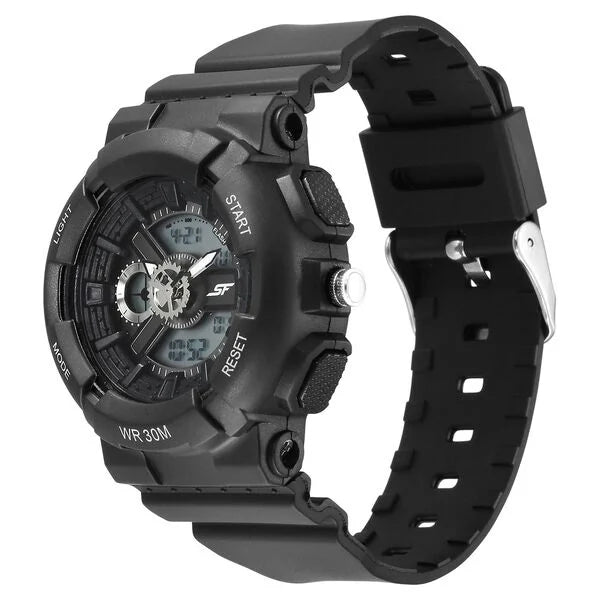 SF Unisex Classic Black Watch with Silver Accents - Timeless Elegance for Every Occasion 87057PP05