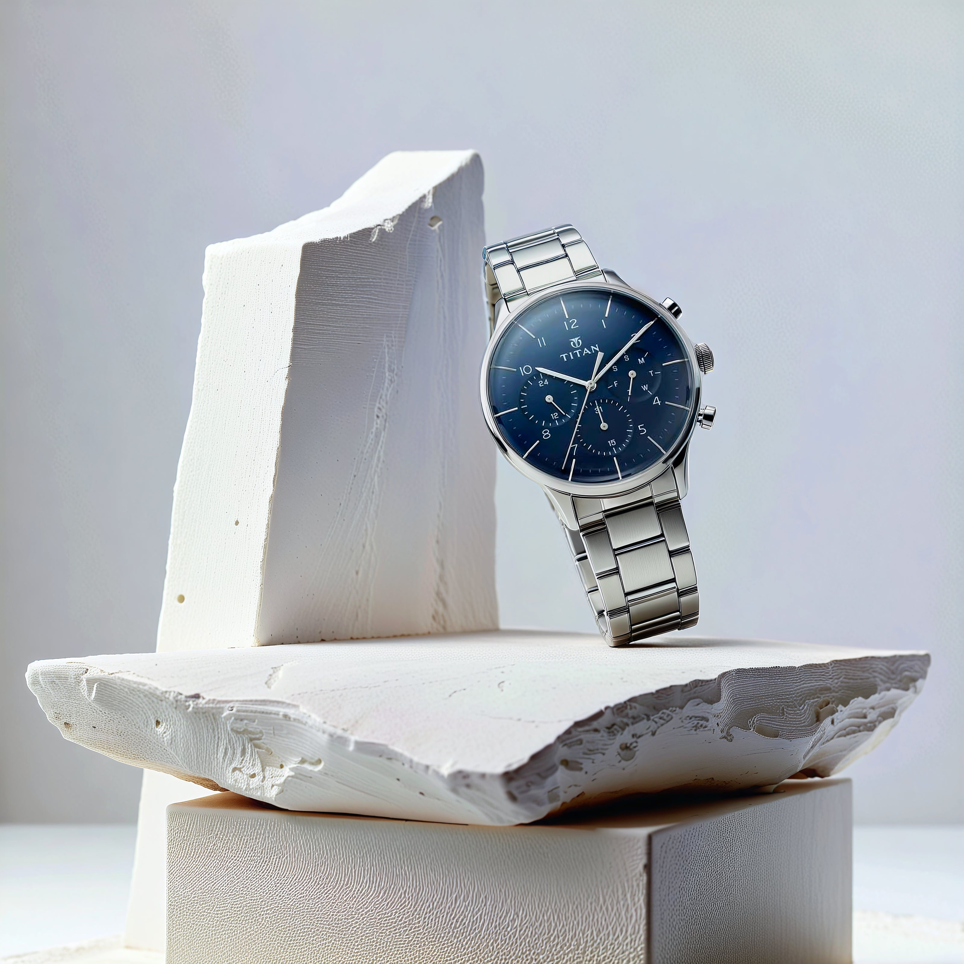 Đồng hồ Nam TITAN dây kim loại Titan Neo Blue Dial Multifunction Watch for Men màu Xanh 43 mm - 1734KM01