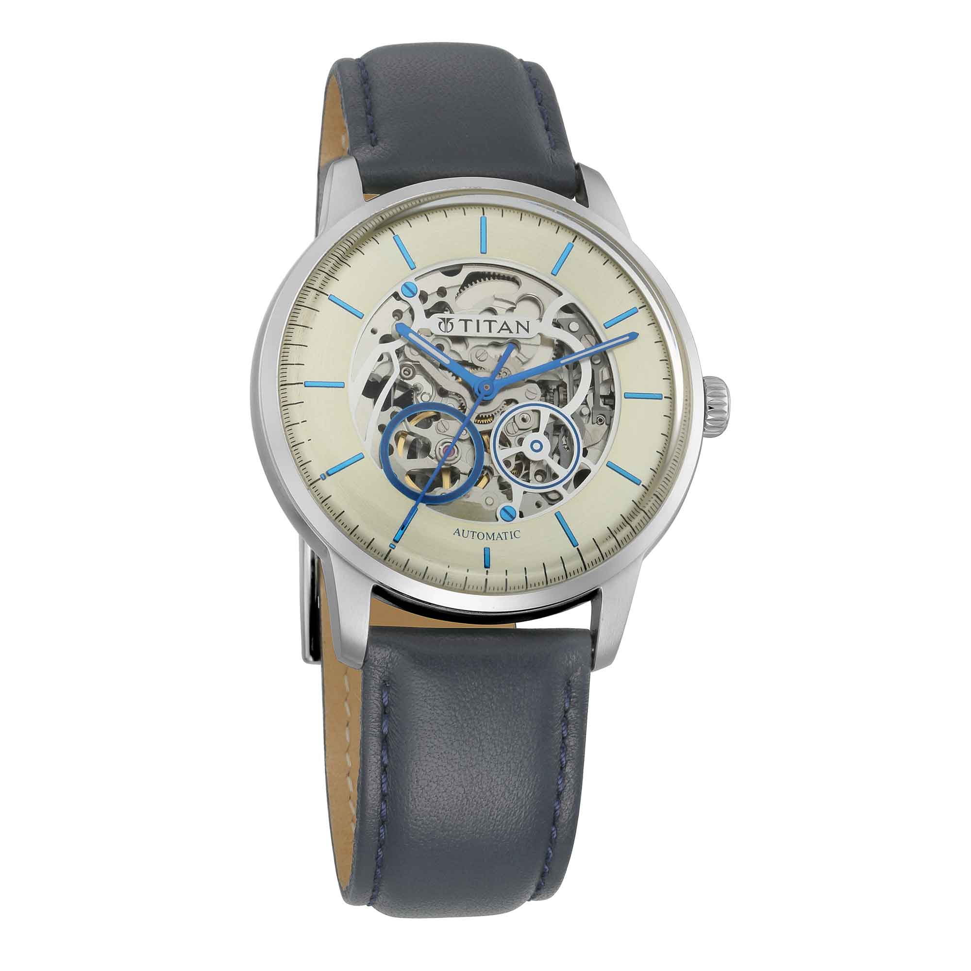 Titan On Trend Champagne Dial Automatic Leather Strap watch for Men