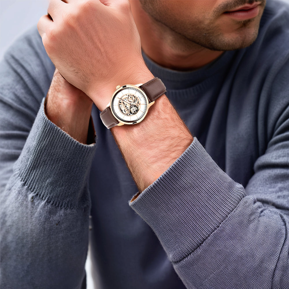 Titan Automatics Silver Dial Automatic Leather Strap watch for Men Titan Vietnam