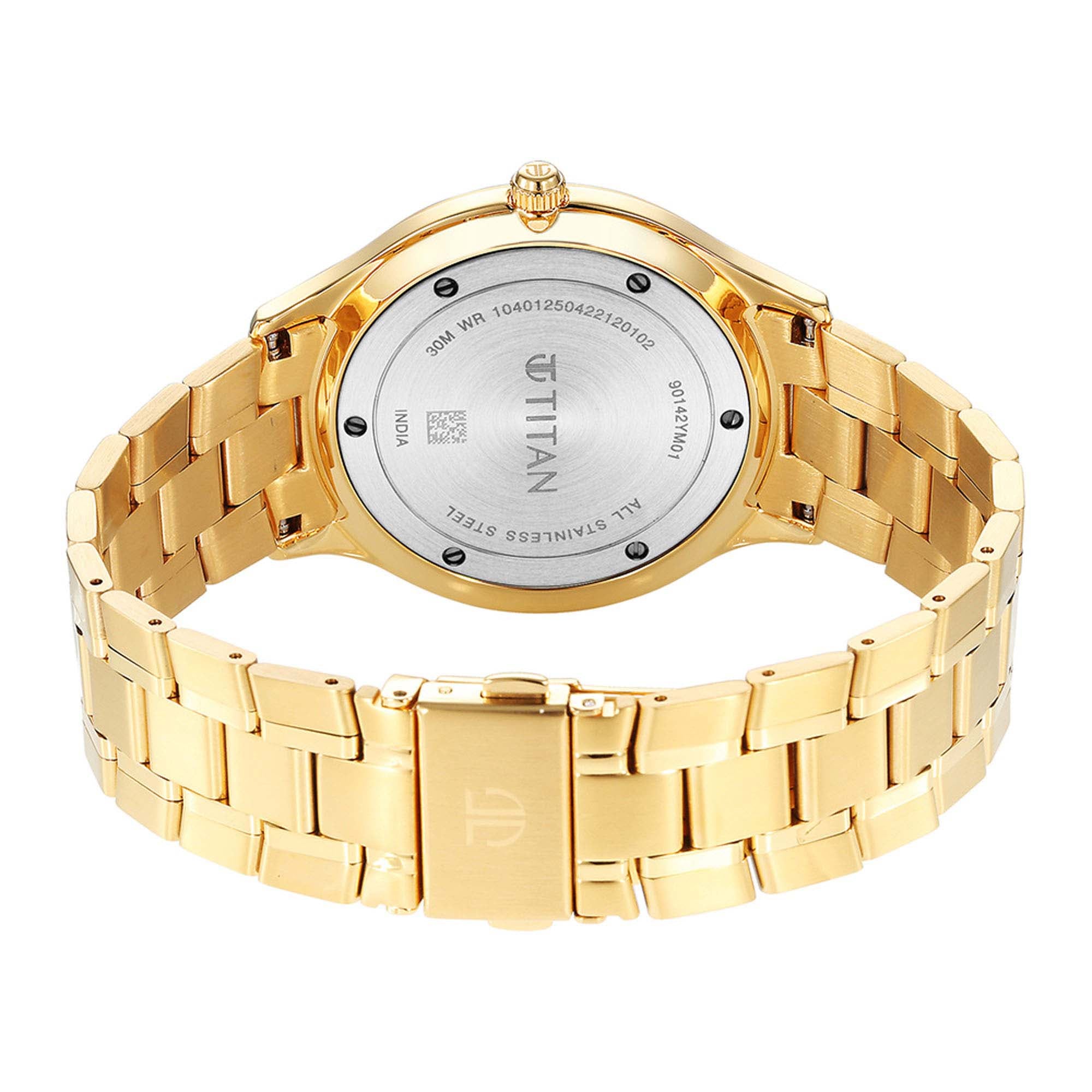 Buy Titan Classique Slimline Champagne Dial Analog with Day and Date Stainless Steel Strap Watch for Men Titan Vietnam