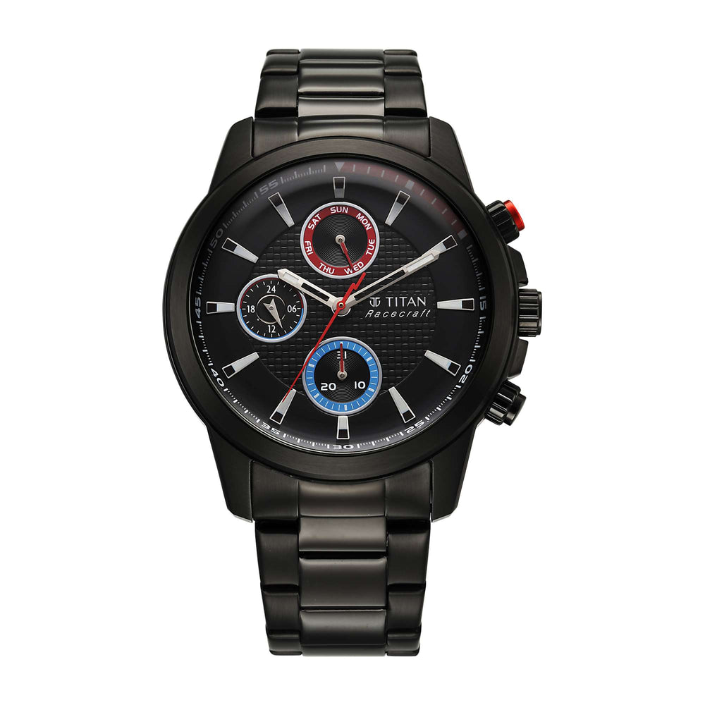 Đồng hồ Nam TITAN Race Craft dây thép không gỉ mặt màu đen - 90152KM01