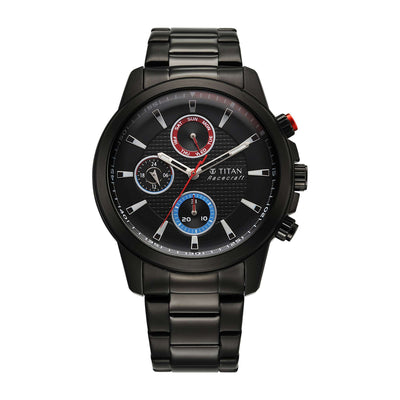 Đồng hồ Nam TITAN Race Craft dây thép không gỉ mặt màu đen - 90152KM01