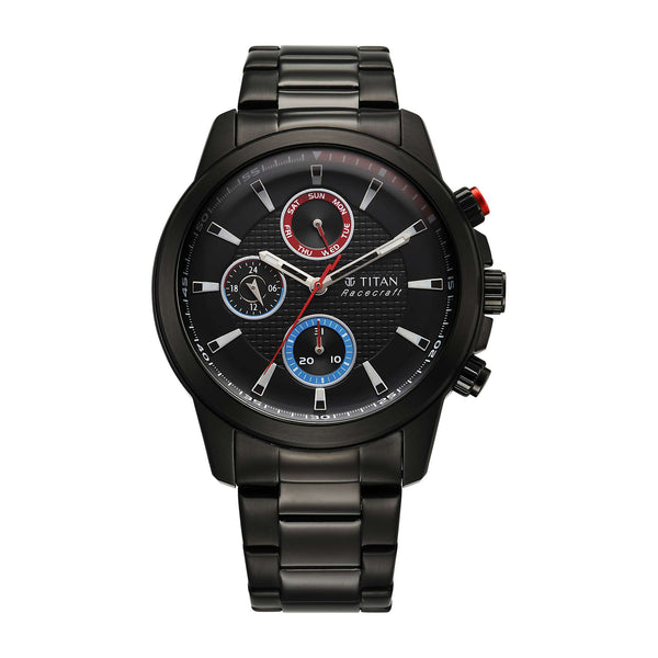 Đồng hồ Nam TITAN Race Craft dây thép không gỉ mặt màu đen - 90152KM01