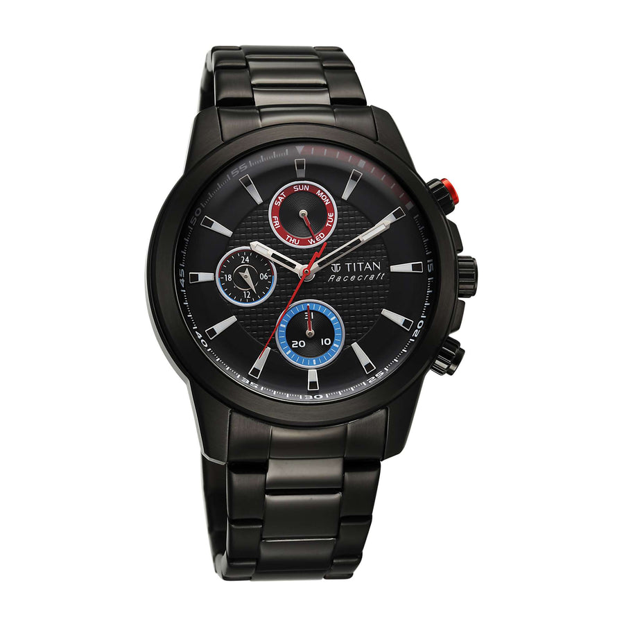 Đồng hồ Nam TITAN Race Craft dây thép không gỉ mặt màu đen - 90152KM01