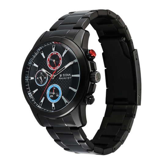 Đồng hồ Nam TITAN Race Craft dây thép không gỉ mặt màu đen - 90152KM01