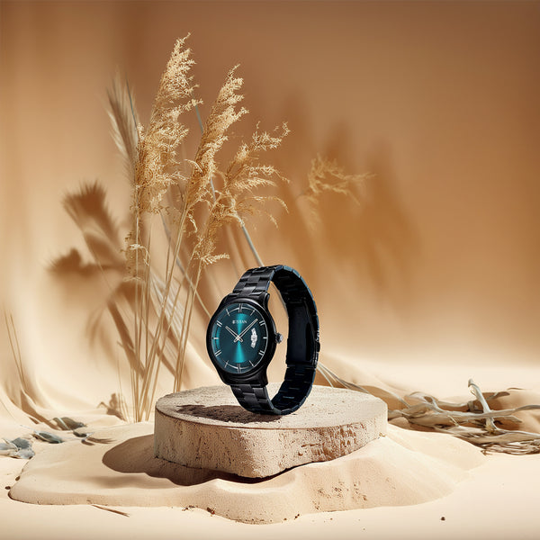 Titan Classic Distincta Green Dial Analog with Date Stainless Steel Strap Watch for Men