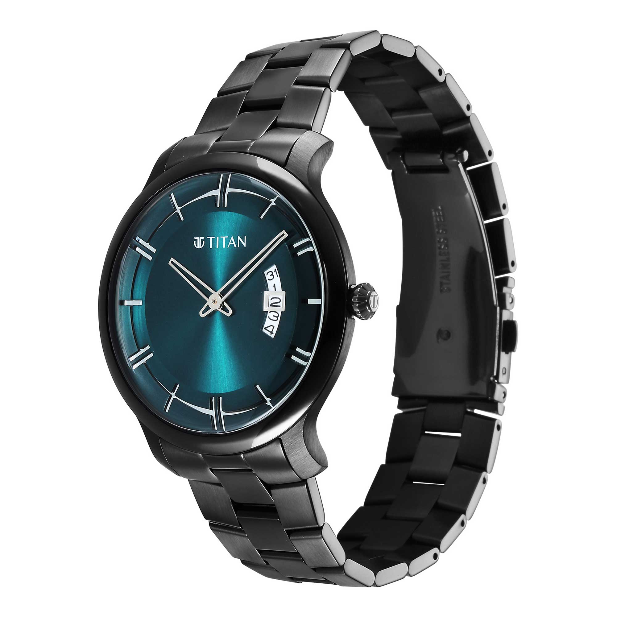 Buy Titan Classic Distincta Green Dial Analog with Date Stainless Steel Strap Watch for Men Titan Vietnam