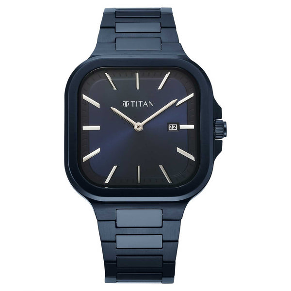 Đồng hồ Nam TITAN dây thép không gỉ Classique Slim Square mặt màu Đen 41mm - 90176QM01