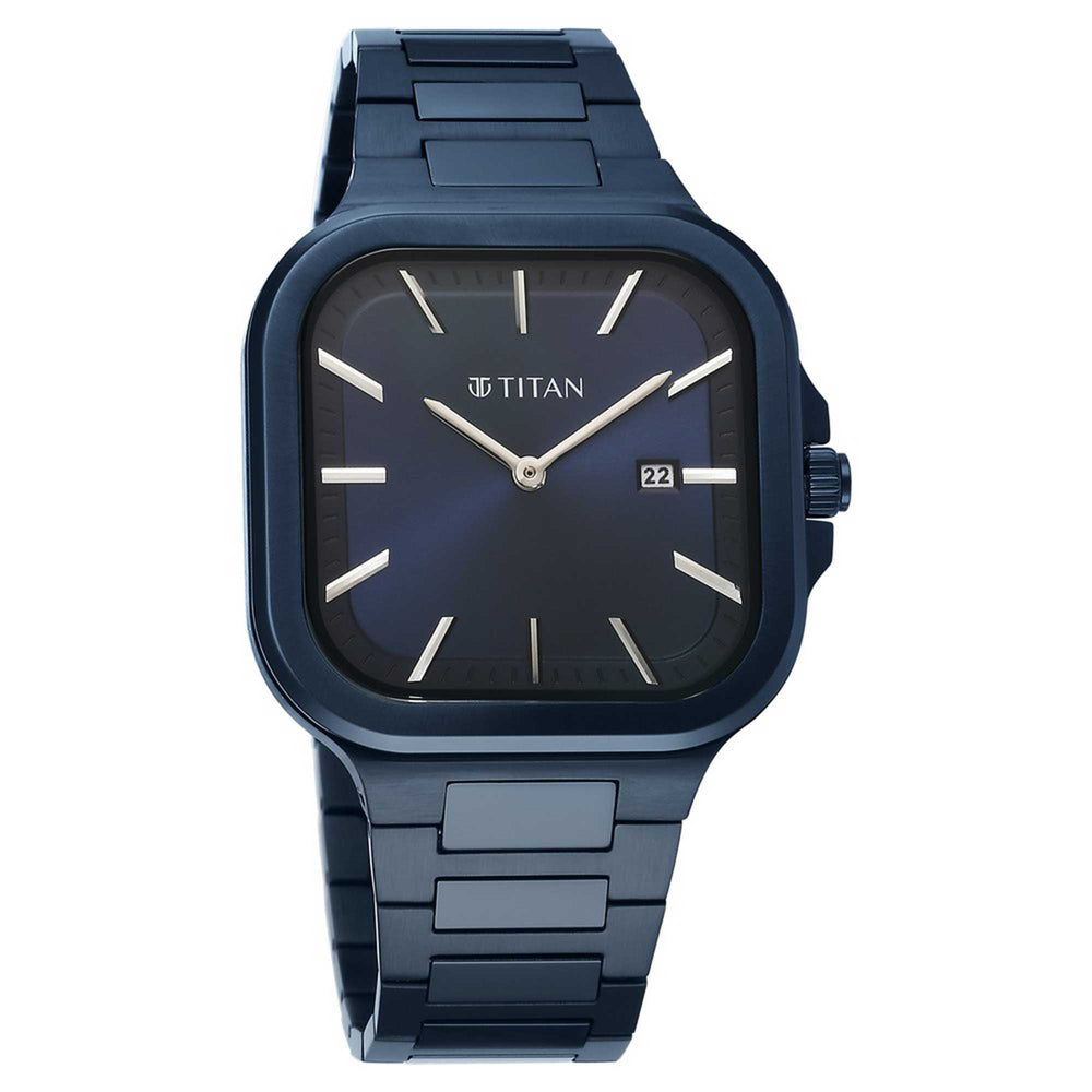 Đồng hồ Nam TITAN dây thép không gỉ Classique Slim Square mặt màu Đen 41mm - 90176QM01