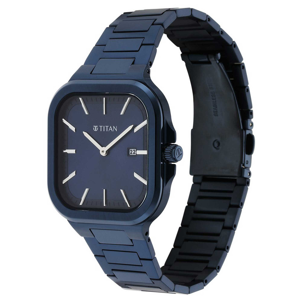 Đồng hồ Nam TITAN dây thép không gỉ Classique Slim Square mặt màu Đen 41mm - 90176QM01