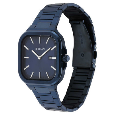 Đồng hồ Nam TITAN dây thép không gỉ Classique Slim Square mặt màu Đen 41mm - 90176QM01
