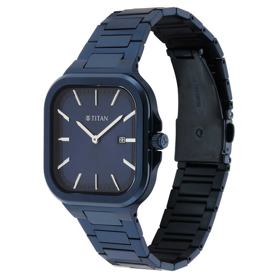 Đồng hồ Nam TITAN dây thép không gỉ Classique Slim Square mặt màu Đen 41mm - 90176QM01
