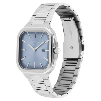 Đồng hồ Nam TITAN Classic Slim Square dây  mặt màu bạc - 90176SM01