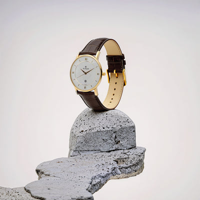 Đồng hồ Nam TITAN dây da White Dial Leather Strap Watch mặt màu Trắng 36 mm - 9162YL01