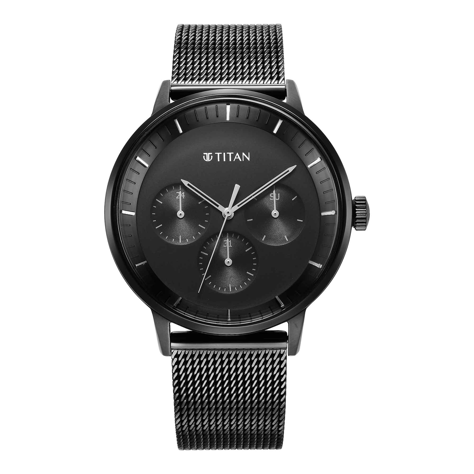 Đồng hồ Nam TITAN dây thép không gỉ Modern Classics màu Đen 42 mm 94006NM01