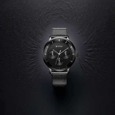 Đồng hồ Nam TITAN Modern Classics dây thép không gỉ mặt màu Đen 42 mm - 94006NM01