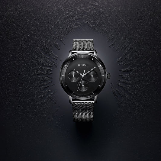 Đồng hồ Nam TITAN dây thép không gỉ Modern Classics màu Đen 42 mm - 94006NM01