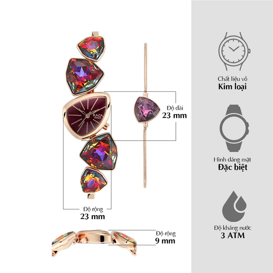 Đồng hồ Nữ TITAN Raga I AM dây kim loại mặt màu Đỏ 23 mm - 95095WM02
