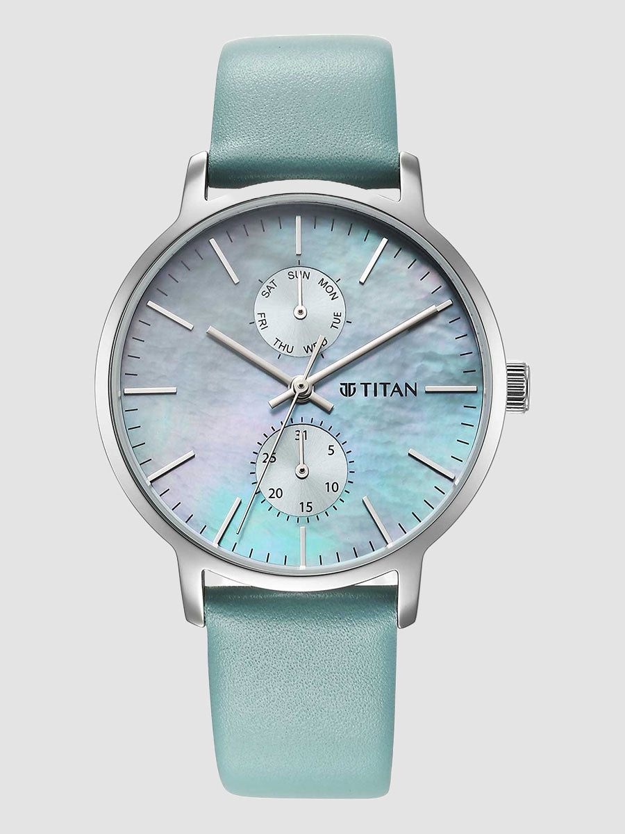 Đồng hồ Titan Workwear Slimline mặt xà cừ dây da dành cho nữ