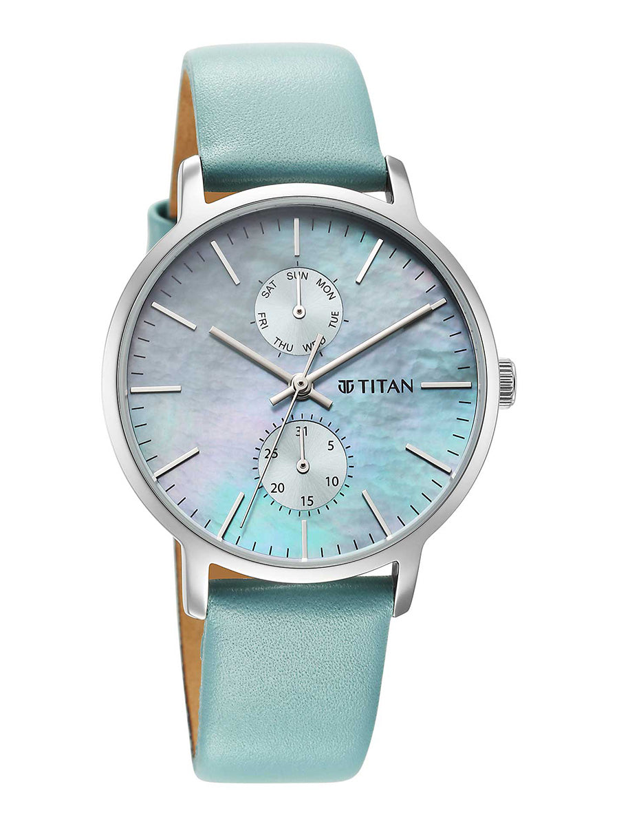 Đồng hồ Titan Workwear Slimline mặt xà cừ dây da dành cho nữ