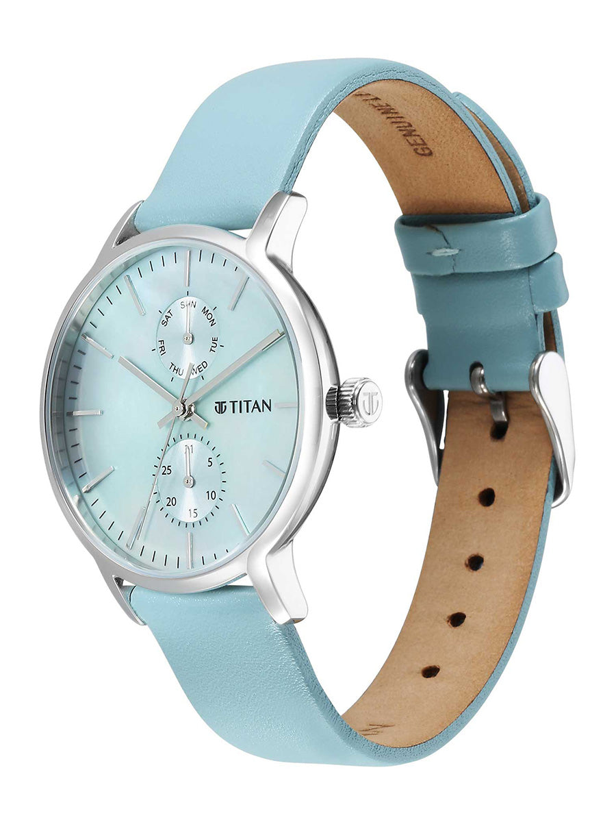 Đồng hồ Titan Workwear Slimline mặt xà cừ dây da dành cho nữ
