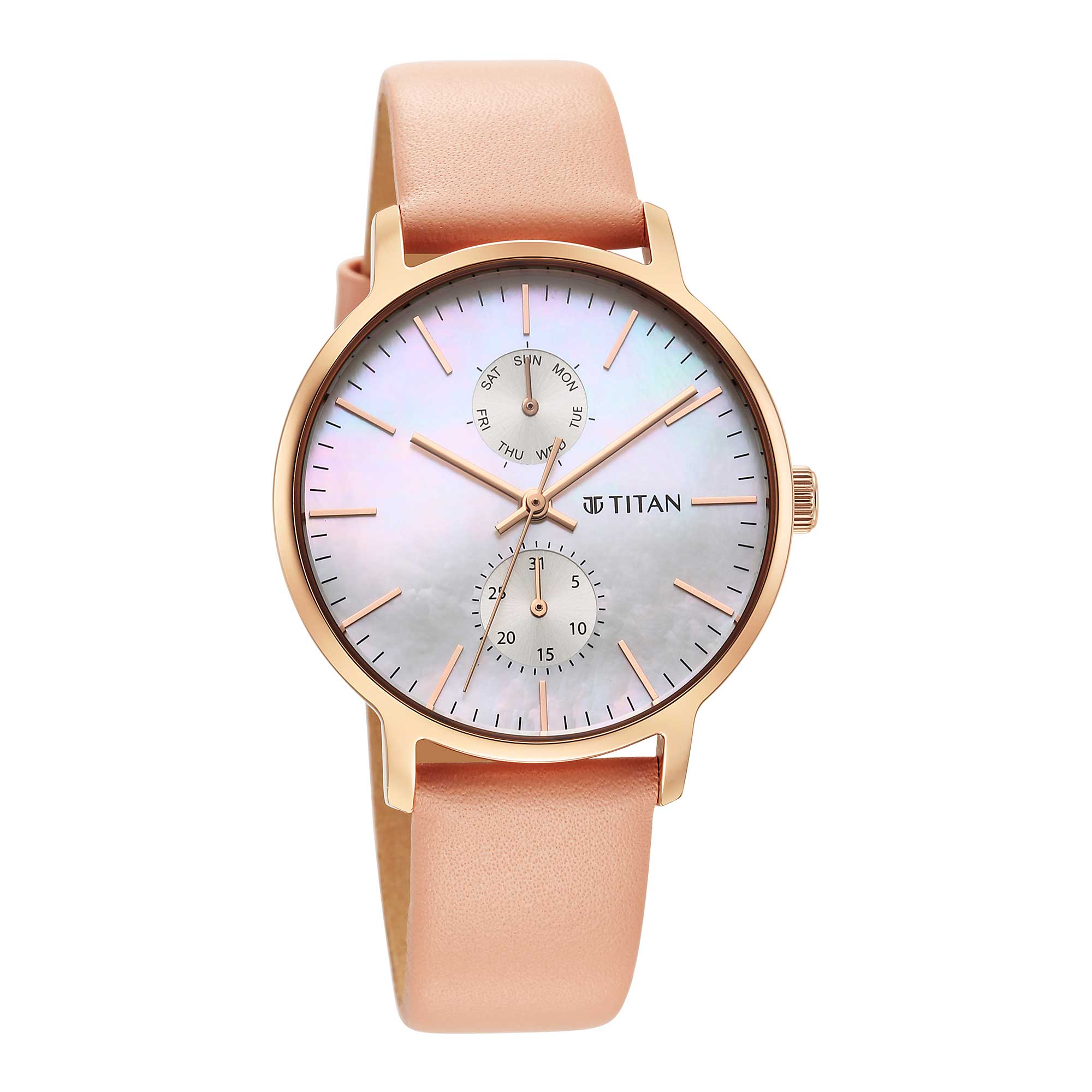 Titan Workwear Slimline Mother Of Pearl Dial Analog Leather Strap Watch for Women