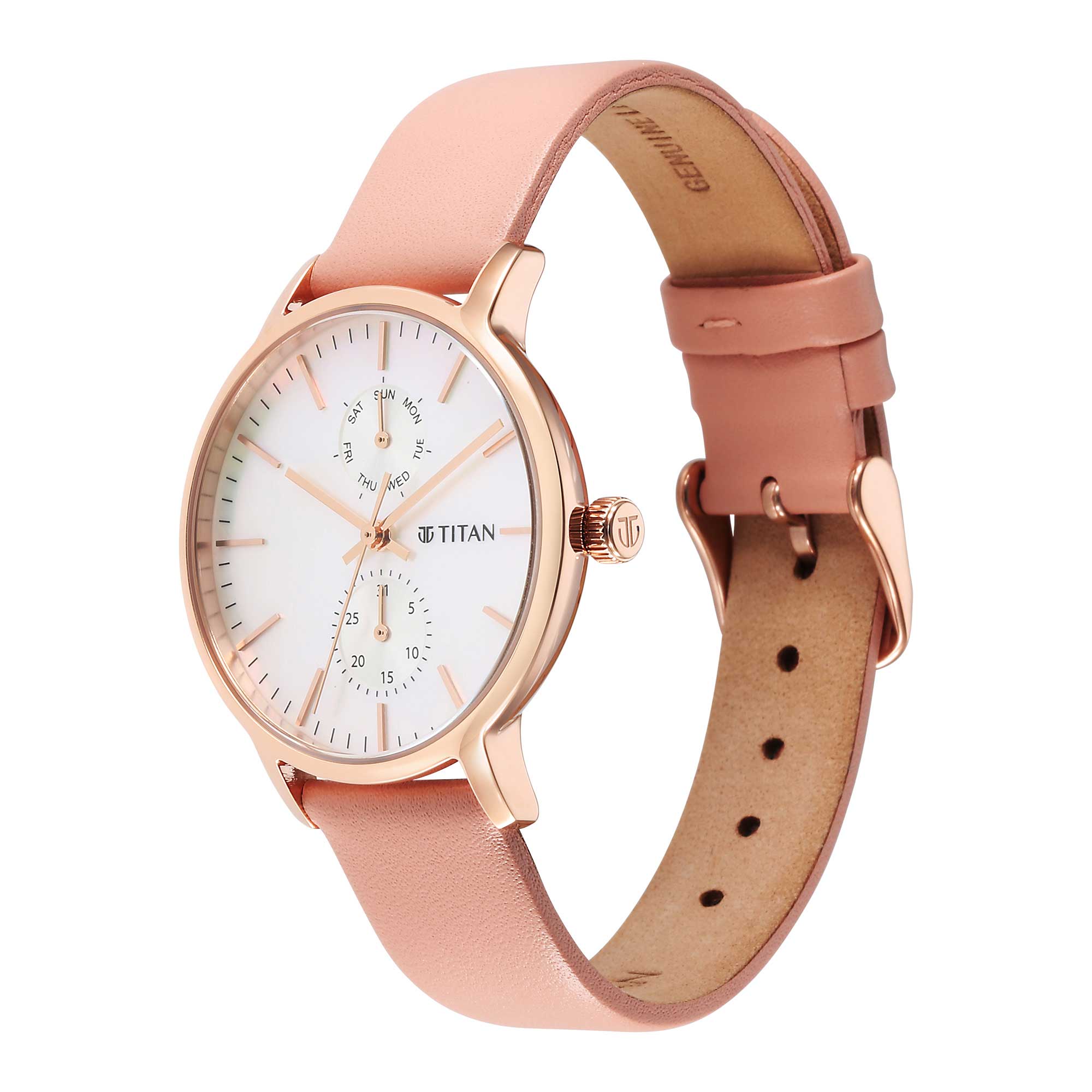Titan Workwear Slimline Mother Of Pearl Dial Analog Leather Strap Watch for Women