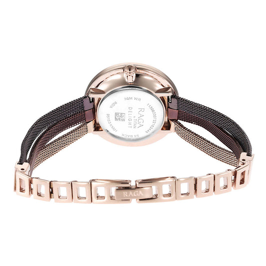 Titan Raga Delight Rose Gold Dial Women Watch With Stainless Steel Strap