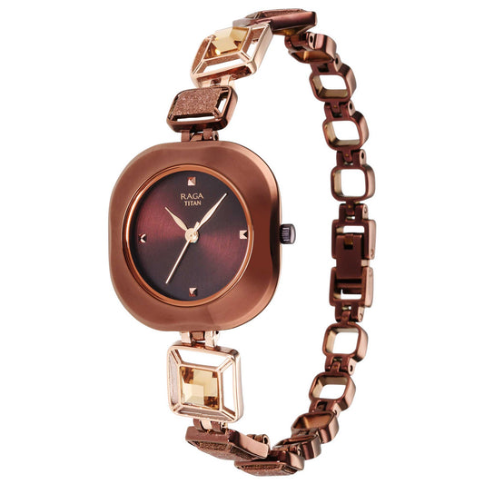 Titan Raga Love All Brown Dial Analog Metal Strap watch for WoMen