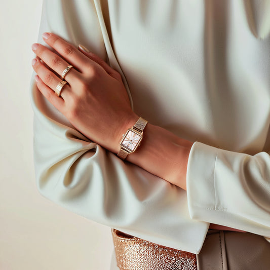 Đồng hồ Nữ TITAN dây thép không gỉ Slimline mặt màu xà cừ· 24 mm - 95181WM01