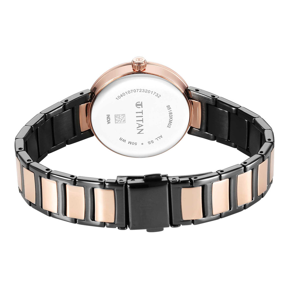 Titan Workwear Quartz Analog Anthracite Dial Stainless Steel Strap Watch for Women