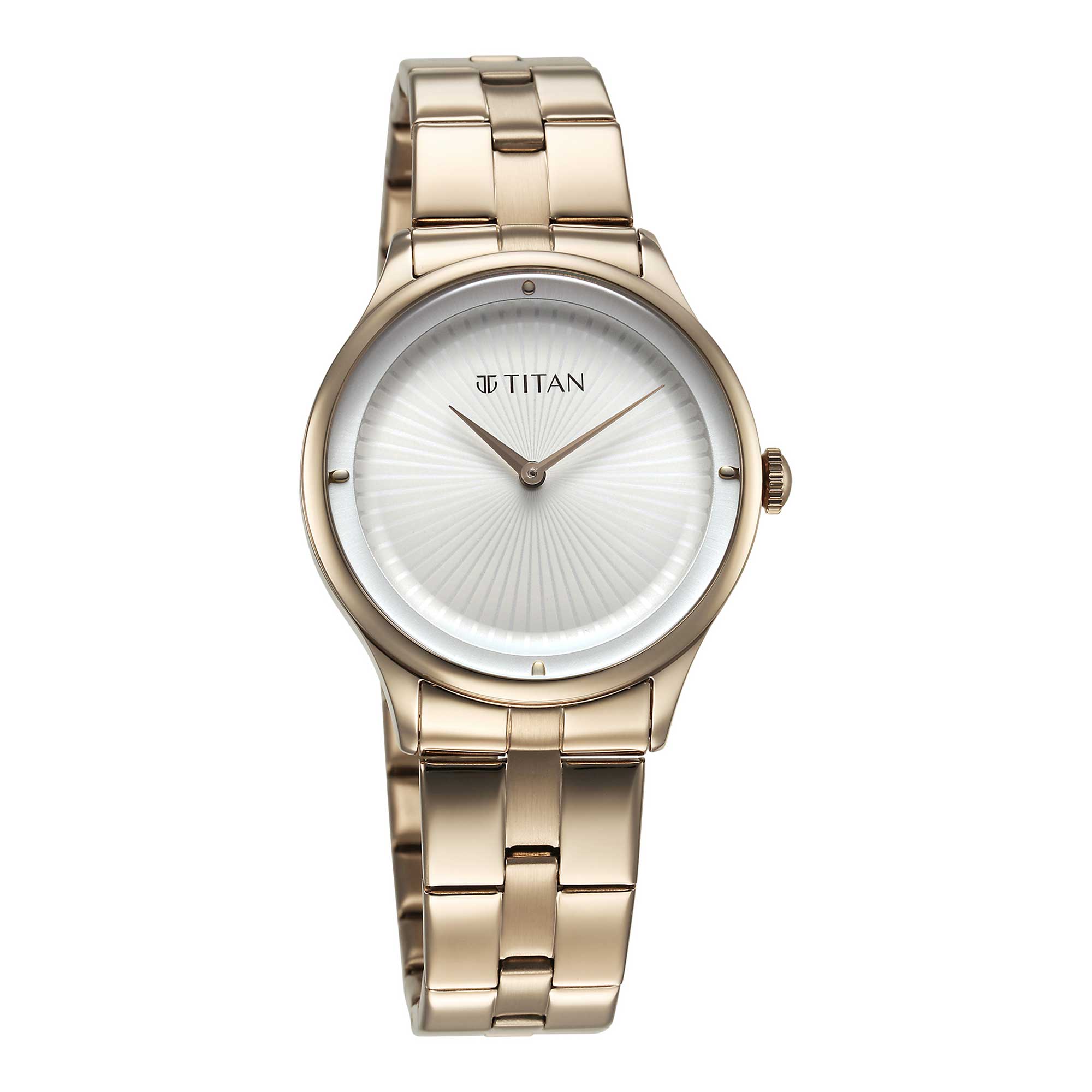 Titan Workwear Quartz Analog White Dial Stainless Steel Strap Watch for Women