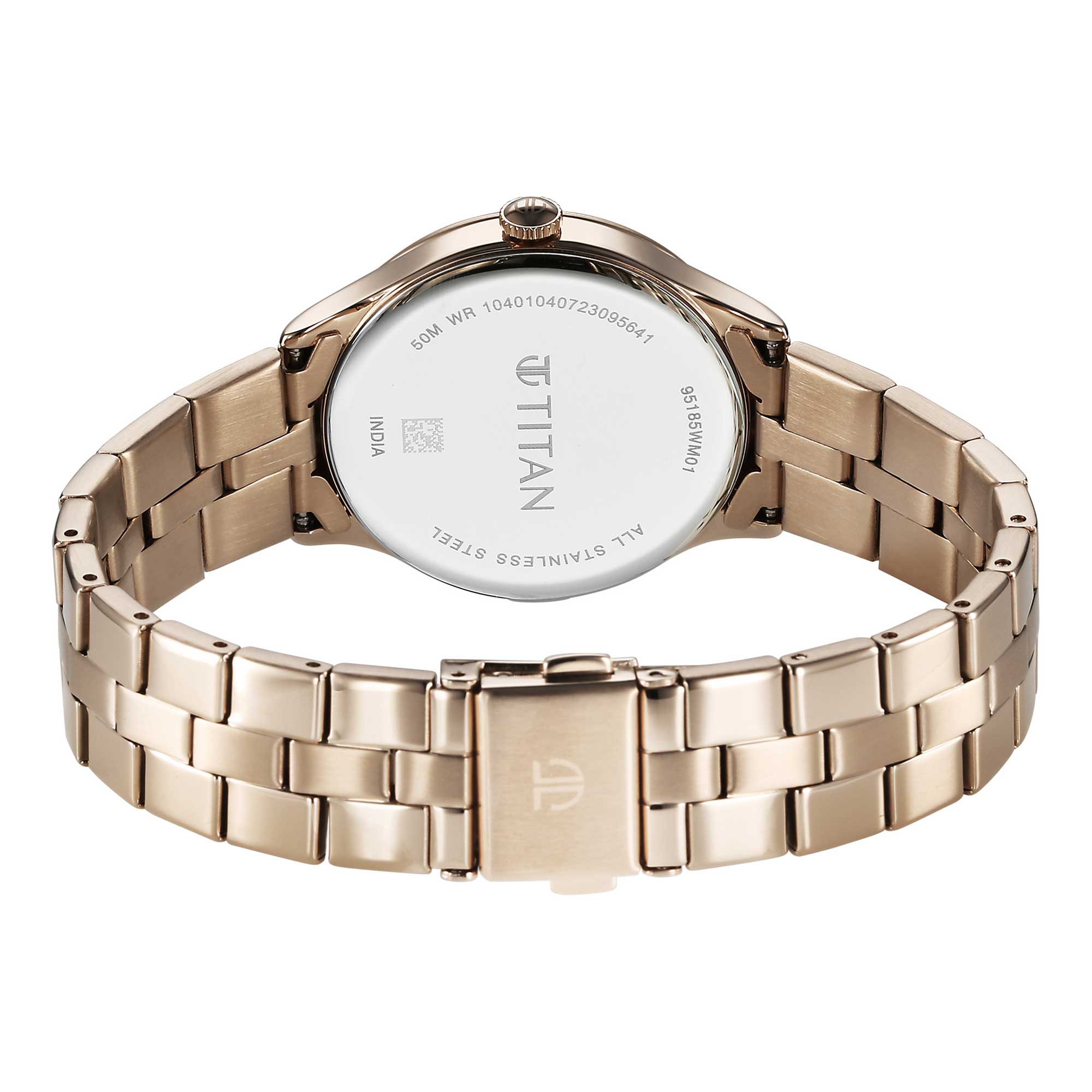 Titan Workwear Quartz Analog White Dial Stainless Steel Strap Watch for Women