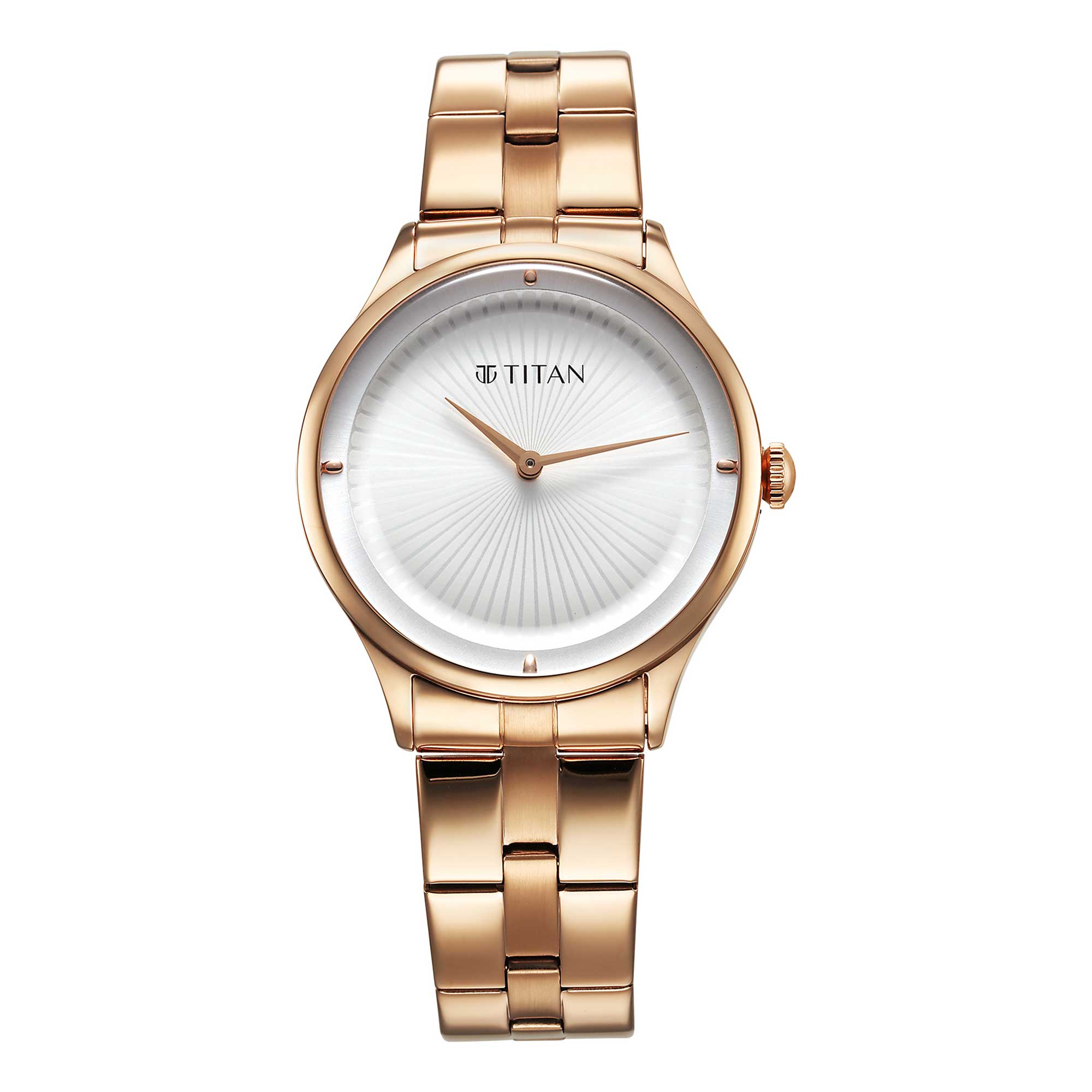 Titan Workwear Quartz Analog White Dial Stainless Steel Strap Watch for Women
