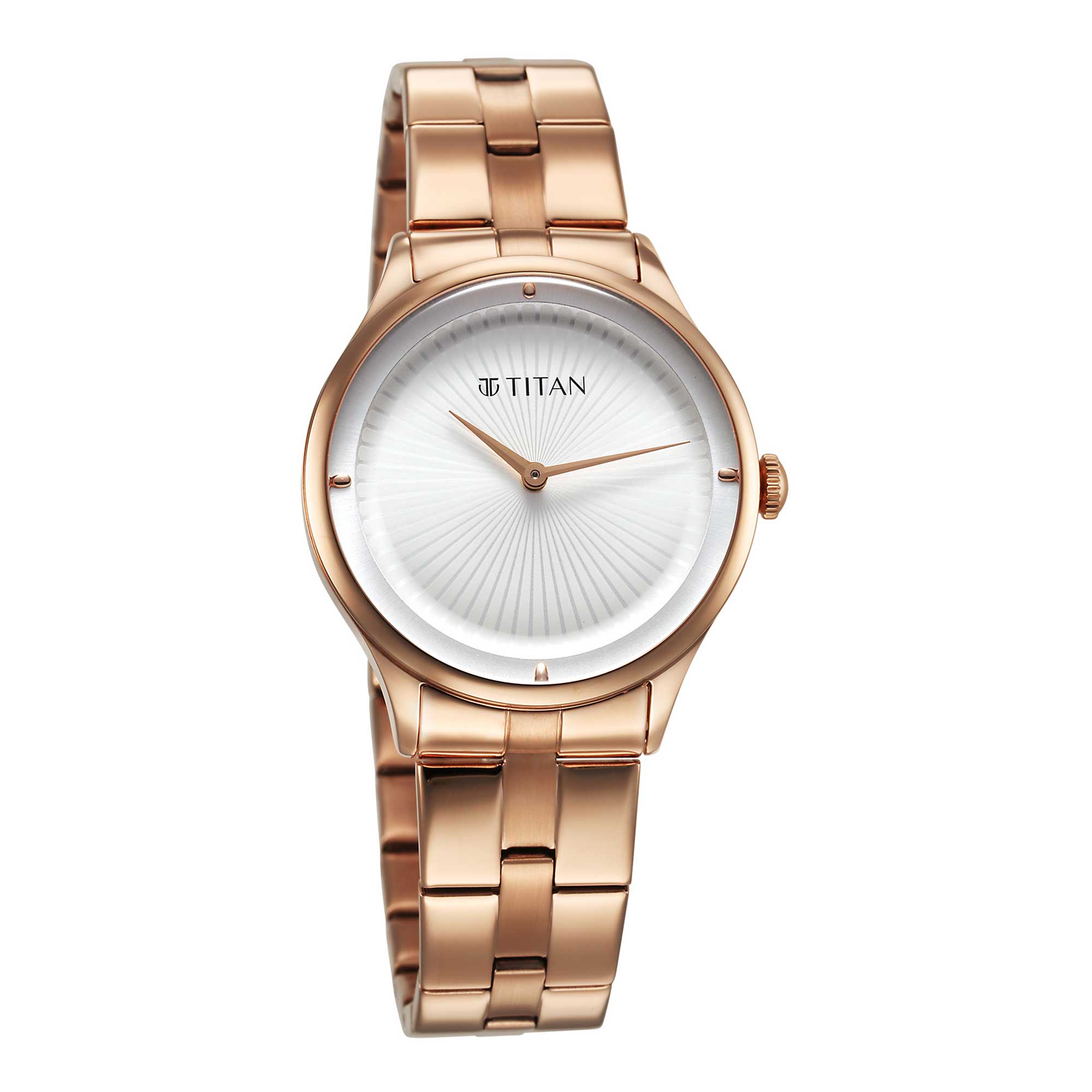 Titan Workwear Quartz Analog White Dial Stainless Steel Strap Watch for Women