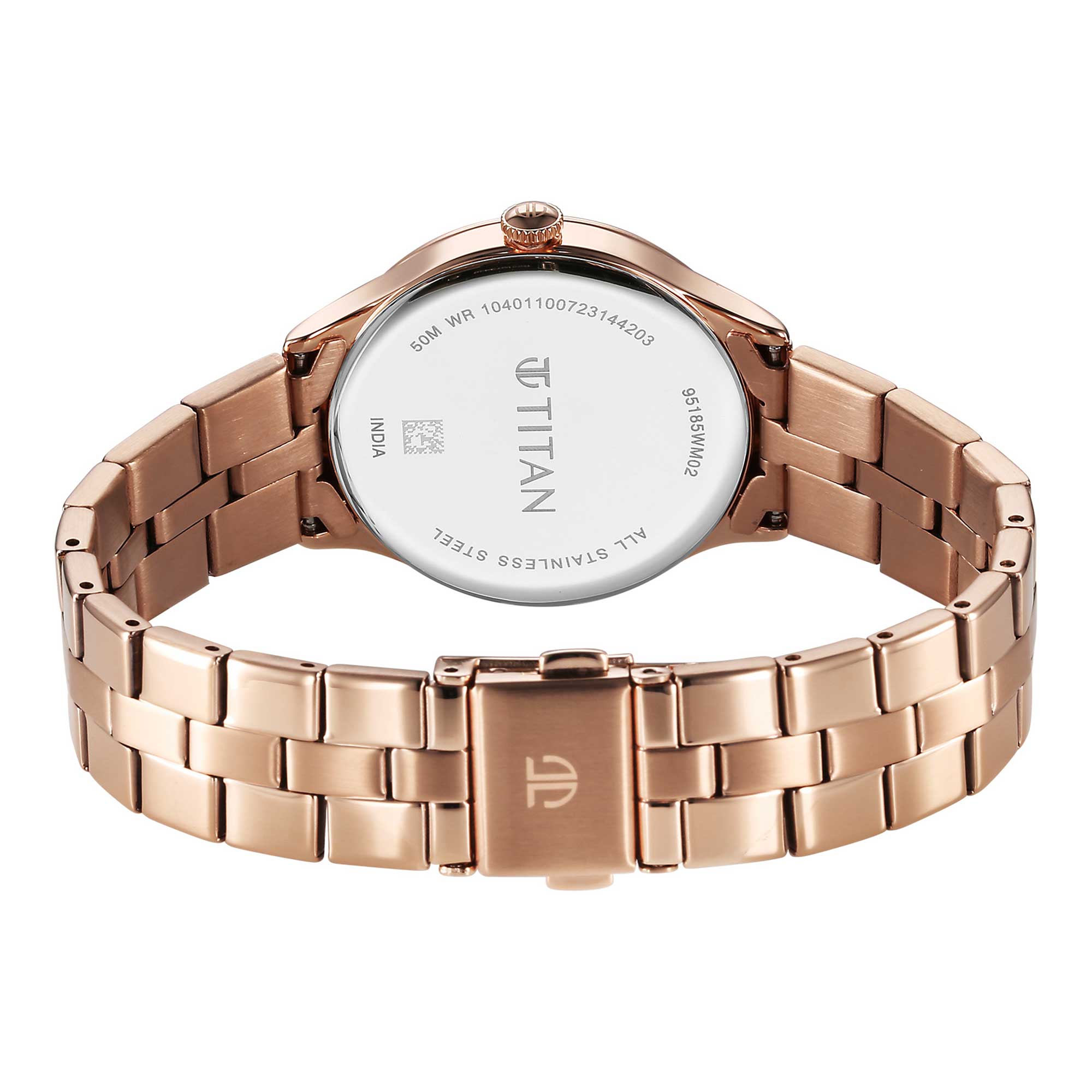 Titan Workwear Quartz Analog White Dial Stainless Steel Strap Watch for Women