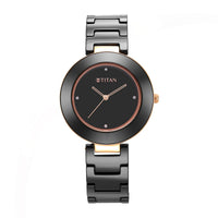 Titan Purple Ceramics Black Dial Analog Ceramic Strap watch for Women