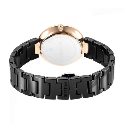 Titan Purple Ceramics Black Dial Analog Ceramic Strap watch for Women
