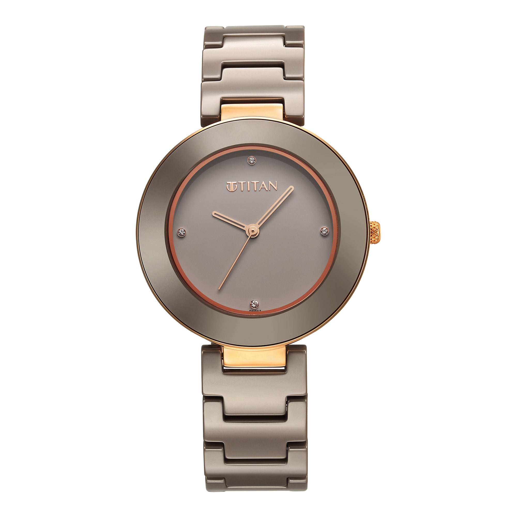 Titan Purple Ceramics Brown Dial Analog Ceramic Strap watch for Women