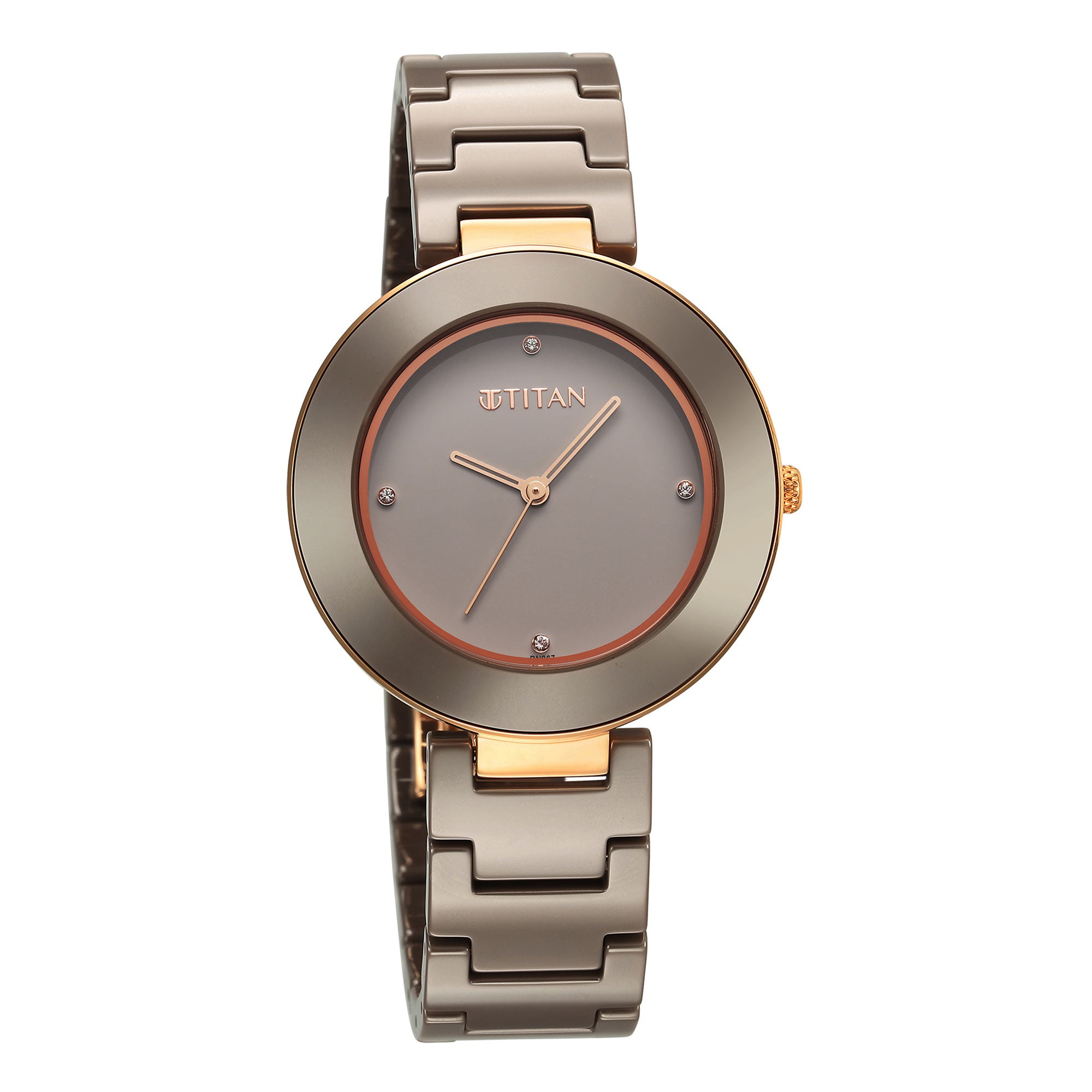 Titan Purple Ceramics Brown Dial Analog Ceramic Strap watch for Women