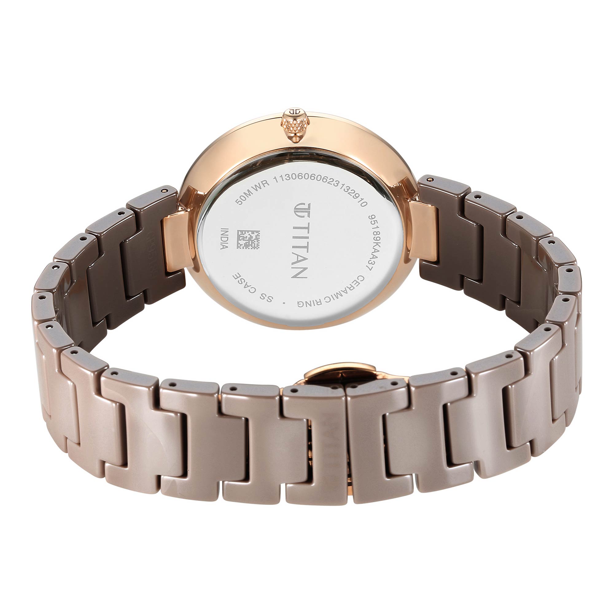 Titan Purple Ceramics Brown Dial Analog Ceramic Strap watch for Women