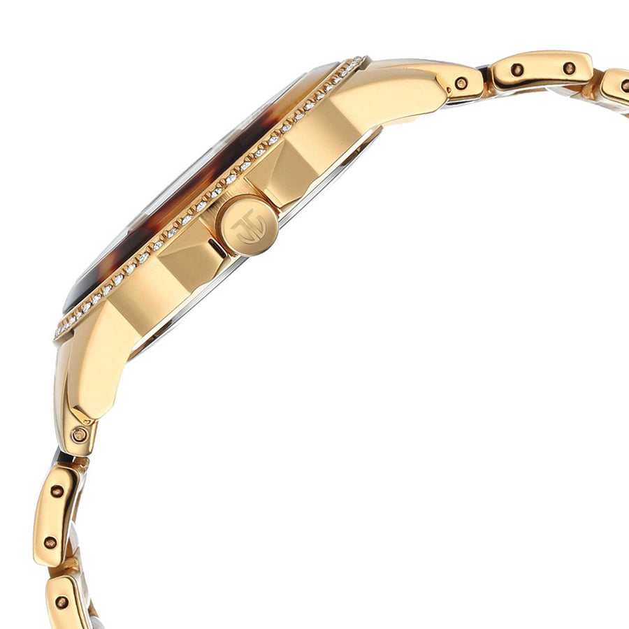 Titan Purple Ceramics Brown Dial Analog Stainless Steel Strap Watch for Women