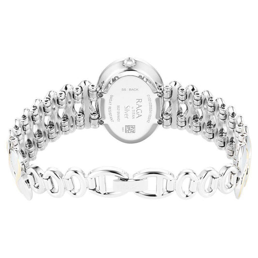 Đồng hồ Nữ TITAN Titan Raga Silver Quartz Analog Mother Of Pearl Dial Sterling Silver Metal Strap And Case Watch For Women dây thép không gỉ mặt màu xà cừ - 95219VM01