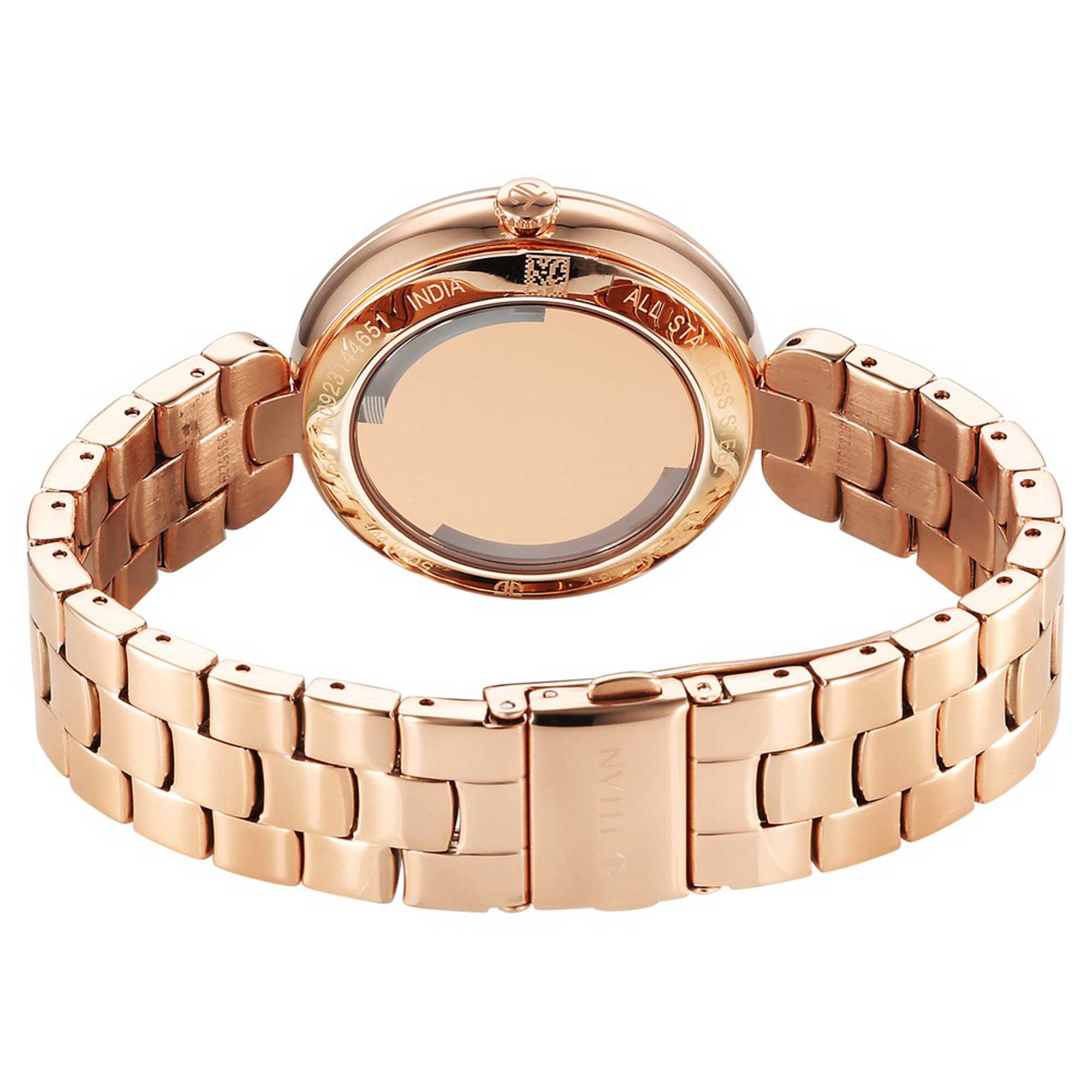 Titan Purple Abstract Quartz Analog Rose Gold Stainless Steel Strap for Women-95229WM01
